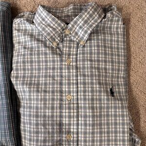 Ralph Lauren Blue and White Plaid Button-Down Shirt